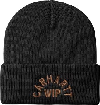 Carhartt Work in Progress Arch Script Beanie - unisex - Hoeden - Zwart - ONE Size - Katoen - Accessoires