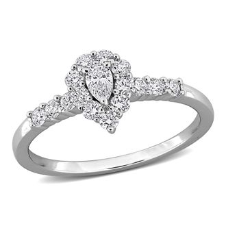 Mimi & Max Created Forever 1/2ct TDW Lab-Grown Diamond Halo Engagement Ring Sterling Silver