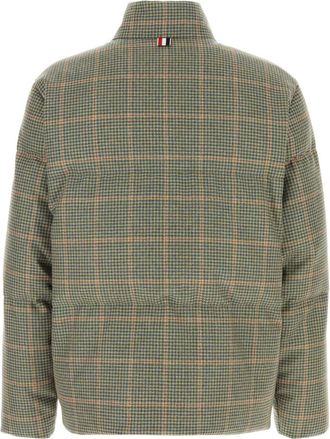 Thom Browne Mens Filled Down Jacket Green Self Wool Combo