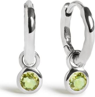 Monica Vinader Birthstone Huggie Hoop Earrings in Sterling Silver/peridot at Nordstrom