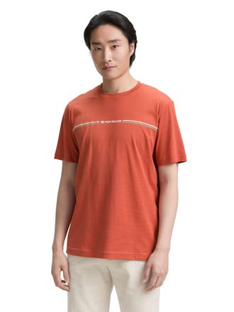 Tom Tailor T-Shirt TOM TAILOR, Herren, Gr. XXL, rot (rust rot), Single Jersey, Obermaterial: 100% Baumwolle, bedruckt, regular fit h&uuml;ftbedeckend, Rundhals, Shirt