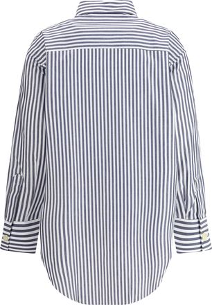 Deperlu Womens Oversized Shirt Riga Blu Cotton