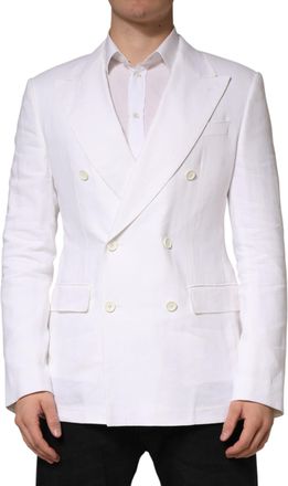 Dolce & Gabbana White Linen Double Breasted 2 Button Mens Blazer (Pre-Owned)
