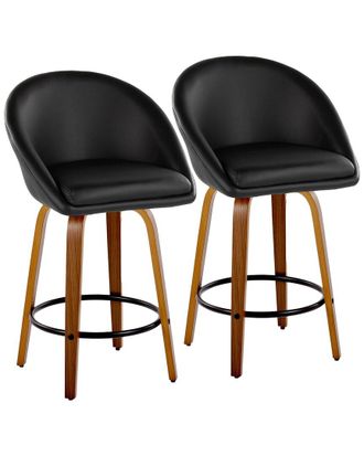 LumiSource LumiSource Set of 2 Matisse Highback 26in Contemporary Fixed-Height Counter Swivel Stools with Footrest