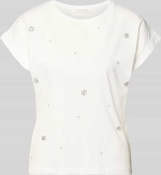 Christian Berg T-Shirt mit Ziersteinbesatz und Rundhalsausschnitt in Offwhite, Gr&ouml;&szlig;e XXL