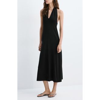 Mango Halter Dress with Back Detail in Black at Nordstrom, Size 10