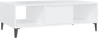 vidaXL Vidaxl - Mesa De Centro Madera Contrachapada Blanco 103,5x60x35 Cm