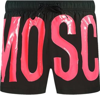 Moschino Heren Logo Zwemshort (Roze/Zwart)