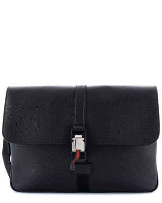 Gucci Web Buckle Wristlet Briefcase Leather (Authentic Pre-Loved)