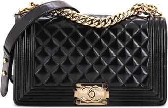 Chanel Boy Flap Bag Quilted Iridescent Glazed Calfskin Old Medium shoulder bag - Zwart