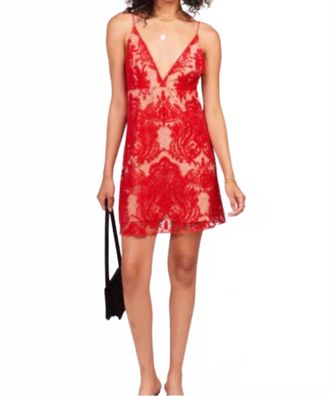 Free People Night Shimmers Lace Sequined Mini Dress In Red