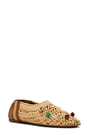 Steve Madden Meela Charm Flat in Natural Raffia at Nordstrom, Size 8.5
