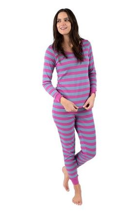 Leveret Womens Cotton Striped Matching Family Pajamas in Purple & Denim at Nordstrom, Size X-Small
