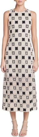 English Factory Crochet Patchwork Sleeveless Maxi Dress in Ivory/black at Nordstrom, Size Large