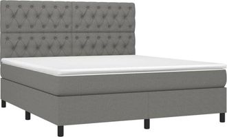 vidaXL Vidaxl - Cama Box Spring Con Colch&oacute;n Tela Gris Oscuro 160x200 Cm