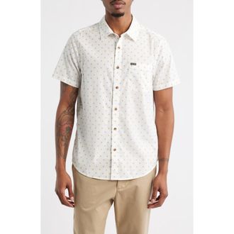 Brixton Charter Print Short Sleeve Button-Up Shirt in Off White/Multi Diamond Tile at Nordstrom, Size Medium