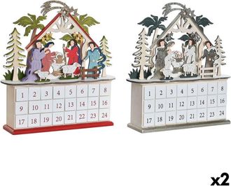 DKD Home Decor Calendario dellAvvento DKD Home Decor Legno 34 x 8,5 x 36,5 cm (2 Unità)