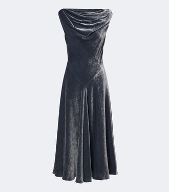 Altuzarra Vestido midi Drina de terciopelo drapeado