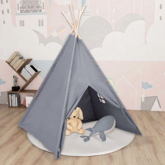 vidaXL vidaXL Tenda Tipi Bambini con Borsa Grigio Microfibra 120x120x150cm