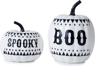 Melrose International Spooky and Boo Pumpkin (Set of 2) - White, Black