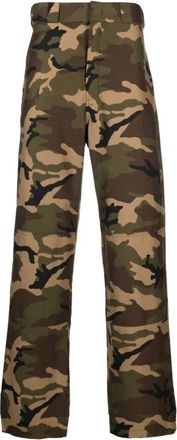 Palm Angels Satorial Camo Werkbroek - Heren - Wijde Broeken - Groen - S - Katoen - Broeken