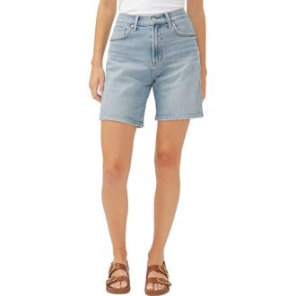Silver Jeans Co High Waist Long Denim Shorts in Indigo at Nordstrom, Size 34