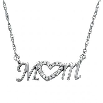 Pompeii3 Diamond Heart Mom Pendant 10k White Gold Womens Necklace Lab Grown