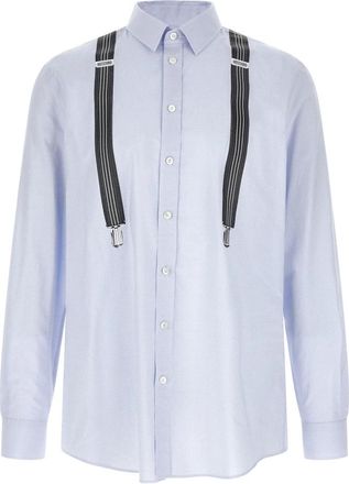 Moschino Printed Cotton Vichy Shirt - Heren - Casual Overhemden - Blauw - L - Katoen - Overhemden