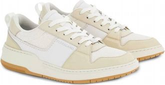 Ferragamo Mens Leather Sneakers With Stitched Details In Beige