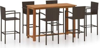 vidaXL Conjunto De Bar Para Jard&iacute;n 7 Piezas Marr&oacute;n Vidaxl