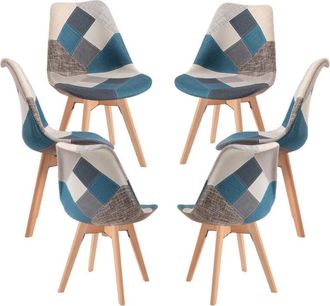 Regalos Miguel Regalos Miguel - Packs Sillas Comedor - Pack 6 Sillas Synk Patchwork - Azul