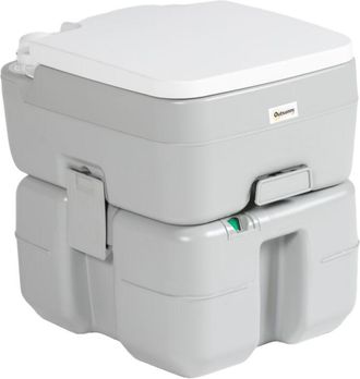 OUTSUNNY Inodoro Port&aacute;til 20l Wc Port&aacute;til Con Indicador De Nivel Carga 150 Kg Para Camping Viaje Ancianos Caravana Barco 33x40x43 Cm