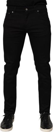 Dolce & Gabbana Black Cotton Blend Skinny Men Trouser Mens Pants