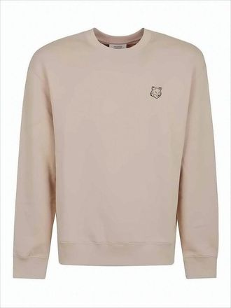 Maison Kitsuné Long-Sleeve Crewneck Sweatshirt With Embroidered Fox Emblem