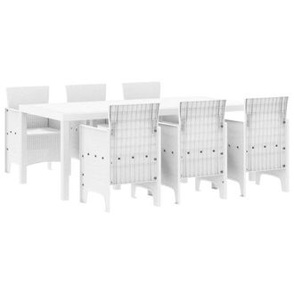 Berkfield Home 7 Piece Garden Dining Set White Poly Rattan