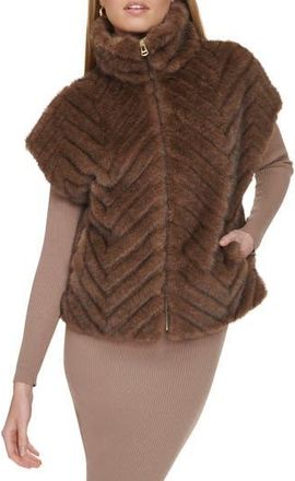 Cole Haan Chevron Faux Fur Vest in Taupe at Nordstrom Rack, Size X-Large