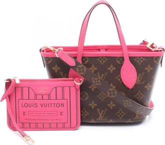 Louis Vuitton Brown Pink Coated Canvas Leather Tote Bag (Pre-Owned)