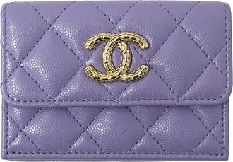 Chanel Purple Grained Calfskin Wallet (Tri-Fold) (Pre-Owned)