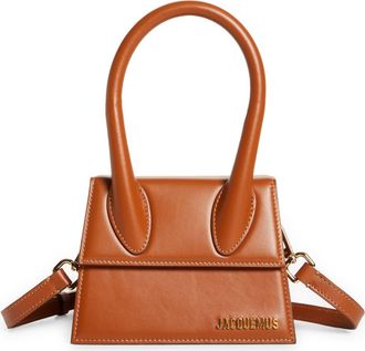 Jacquemus Le Chiquito Moyen Leather Top Handle Bag in Light Brown at Nordstrom