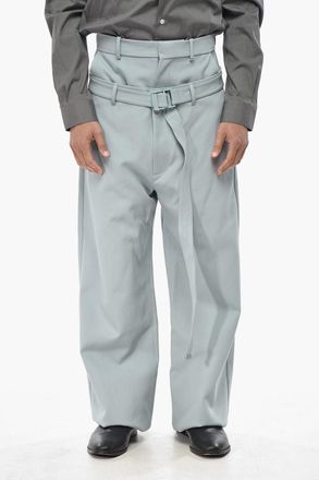 Off-white Pantaloni in Doppio Tessuto in Misto Lana con Cintura Safety Off-White