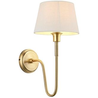 Endon Lighting Rouen & Cici Wall Lamp with Shade Antique Brass Plate & Ivory Linen Mix Fabric - Endon