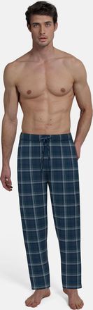 Tom Tailor Pyjamahose TOM TAILOR Milos, Herren, Gr. 50, N-Gr, blau (blau, mittel, karo), Obermaterial: 100% Baumwolle, kariert, bequem lang, Hosen Pyjamahose, la