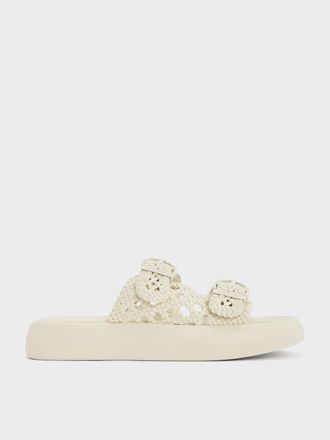 Charles & Keith Woven Double-Strap Buckled Sandals