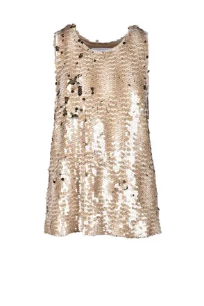 Erika Cavallini Semi Couture Beige Sequin Embellished Top