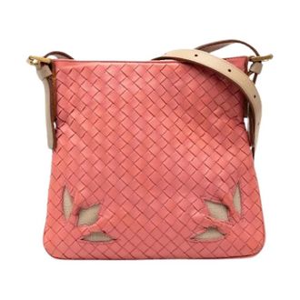Bottega Veneta Pre-owned Woven Leather Crossbody Bag - Dames - Pre-owned - Roze - Maat: ONE Size Leer
