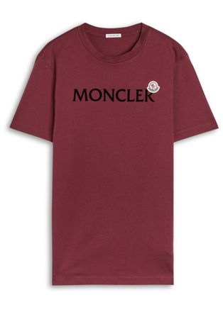 Moncler Logo Badge Cotton T-shirt - Burgundy - XL