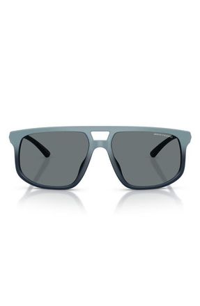 A|X Armani Exchange 58mm Pilot Sunglasses in Matte Blue Gradient /Blue at Nordstrom
