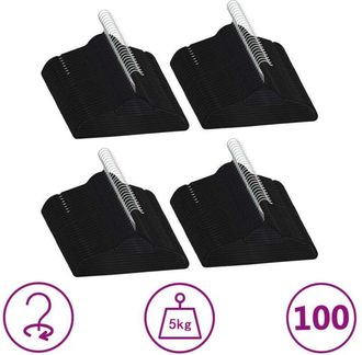 vidaXL Set Appendiabiti 100 pz Antiscivolo Nero in Velluto - Vidaxl