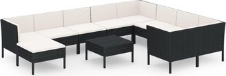 vidaXL 11 Pcs Garden Lounge Set Con Coj&iacute;n De Pozo De Terciopelo