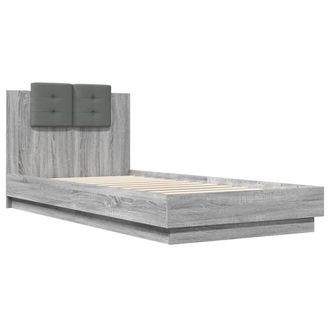 Berkfield Home Durable Bed Frame with LED without Mattress Grey Sonoma 90x200 cm